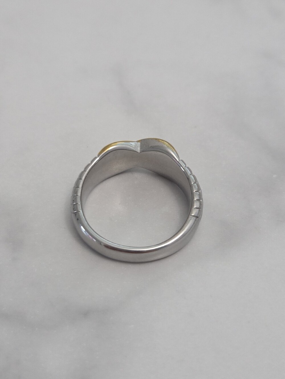 Two Tone Crossover X Band Ring Silver Gold Textured Statement Ring Size 8 - Picture 5 of 8